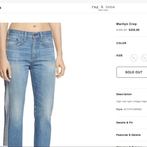 NWOT Rag & Bone Marilyn Crop Straight Jeans in Reverse Salvage - Picture 13 of 13